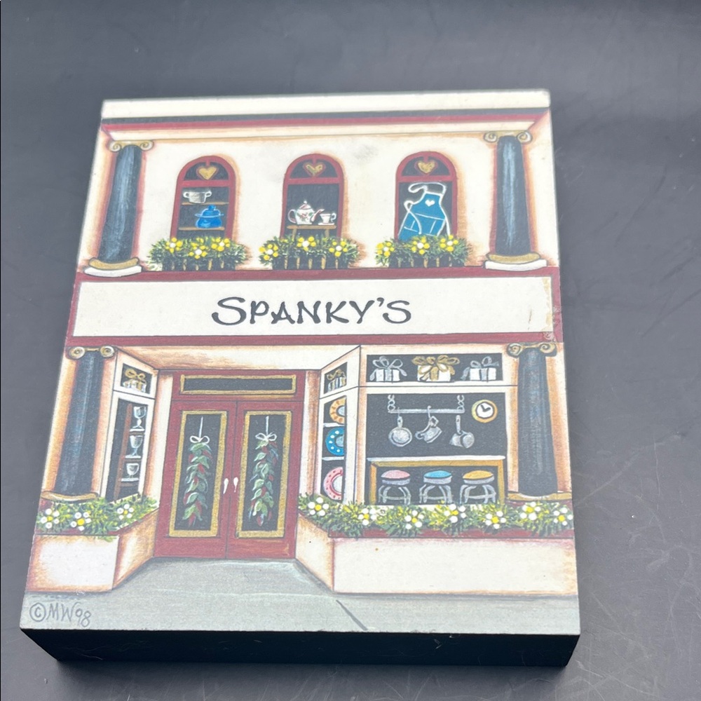 Spanky's Decorative Shopfront Wall Art - Cream, Maroon, Blue